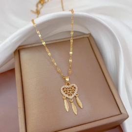 Produktbild: Collier plaqué or avec pendentif attrape-rêves Adorina et strass Collier plaqué or avec...