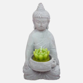 Produktbild: Small Buddha statue with candles in lotus shape Small Buddha statue with candles in lotus shape