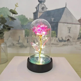 Produktbild: Eternal rose in pink in a glass with LED light chain Eternal rose in pink in a glass with LED light chain