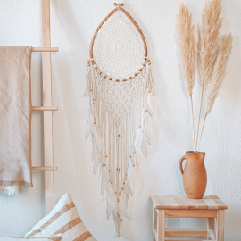 Produktbild: Beige XXL Macrame Rattan Dreamcatcher Naturale as drop shape Beige XXL Macrame Rattan...