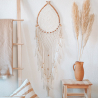 Attrape-rêves XXL en rotin et macramé Naturale en forme de goutte