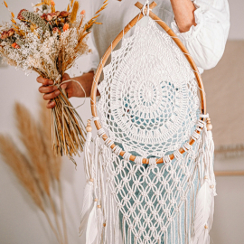 Produktbild: Beige XXL Macrame Rattan Dreamcatcher Naturale as drop shape Beige XXL Macrame Rattan...