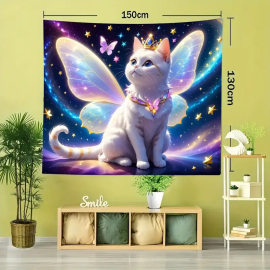 Produktbild: Serviette murale pour filles avec un adorable chaton en princesse avec des ailes Serviette murale pour filles avec un adorable chaton en princesse avec des ailes