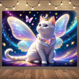 Produktbild: Serviette murale pour filles avec un adorable chaton en princesse avec des ailes Serviette murale pour filles avec un adorable chaton en princesse avec des ailes