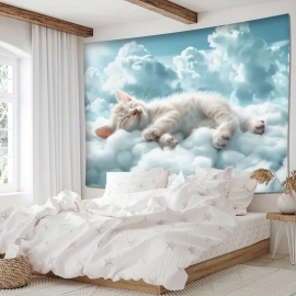 Produktbild: Serviette murale XXL avec un chaton endormi sur les nuages Serviette murale XXL avec un chaton endormi sur les nuages