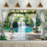 XXL-Wandtuch Wandbehang mit einer traumhaften Terrasse am Wasserfall