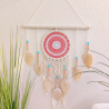 Large pink-beige macrame dream catcher Nurio with embroidery net