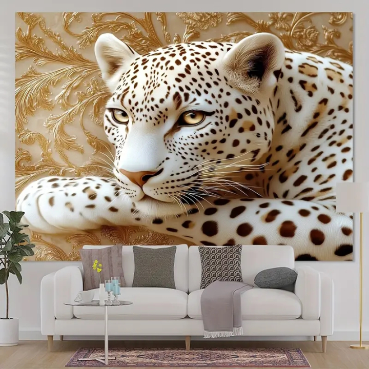 XXL wall tapestry with a young leopard as a subject