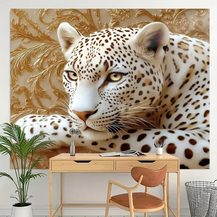 XXL wall tapestry with a young leopard as a subject