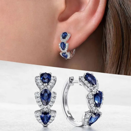 Produktbild: Eleganter und trendige Ohrringe Leana mit blauen Zirkonia Steinen Eleganter und trendige Ohrringe Leana mit blauen Zirkonia Steinen
