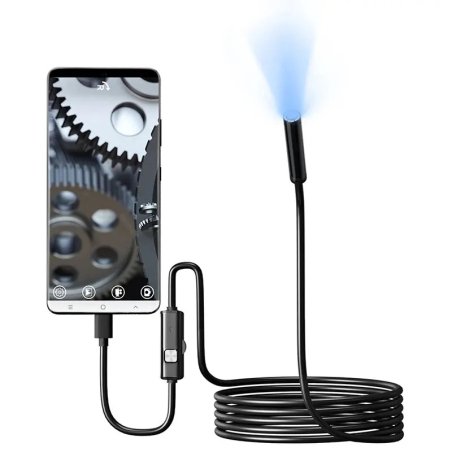 Praktische Endoskopkamera mit 6 LEDs, 1.5m Kabel mit USB-C Anschluss