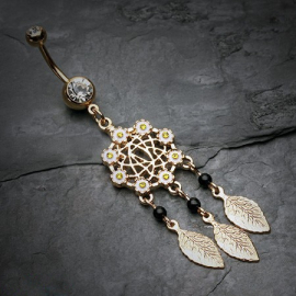 Acchiappasogni nero, piercing all'ombelico, fiore nero - bigiotteria - 2°