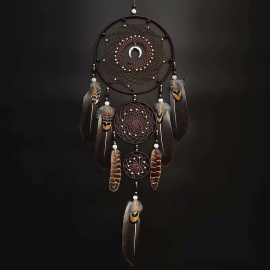 Produktbild: Medium-sized dark brown dreamcatcher Natura with 3 rings Medium-sized dark brown...
