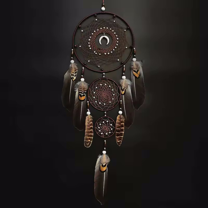 Acchiappasogni Natura marrone scuro 74 cm 3 anelli