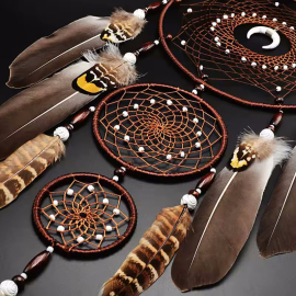 Produktbild: Mittelgrosser dunkelbrauner Traumfänger Natura mit 3 Ringen Mittelgrosser dunkelbrauner Traumfänger Natura mit 3 Ringen