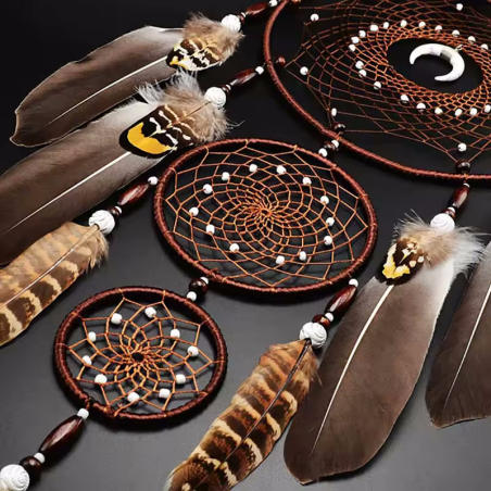 Mittelgrosser dunkelbrauner Traumfänger Natura mit 3 Ringen