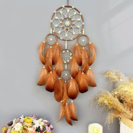 Produktbild: Light brown dreamcatcher “Vero” with 5 rings & Tree of Life pendant Light brown dreamcatcher...