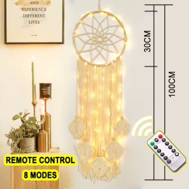 Produktbild: Large macramé dreamcatcher “Bruno” with LED lights and remote control. Large macramé dreamcatcher...