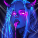 Psychedelic UV Wall Tapestry Featuring a Mystical Demoness