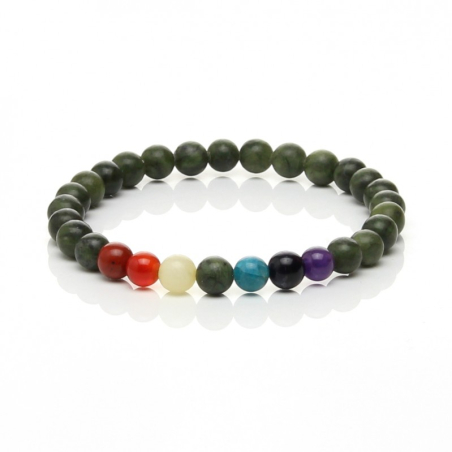 Grünes Heilstein Armband Yoga Chakra mit Jade-Steinen
