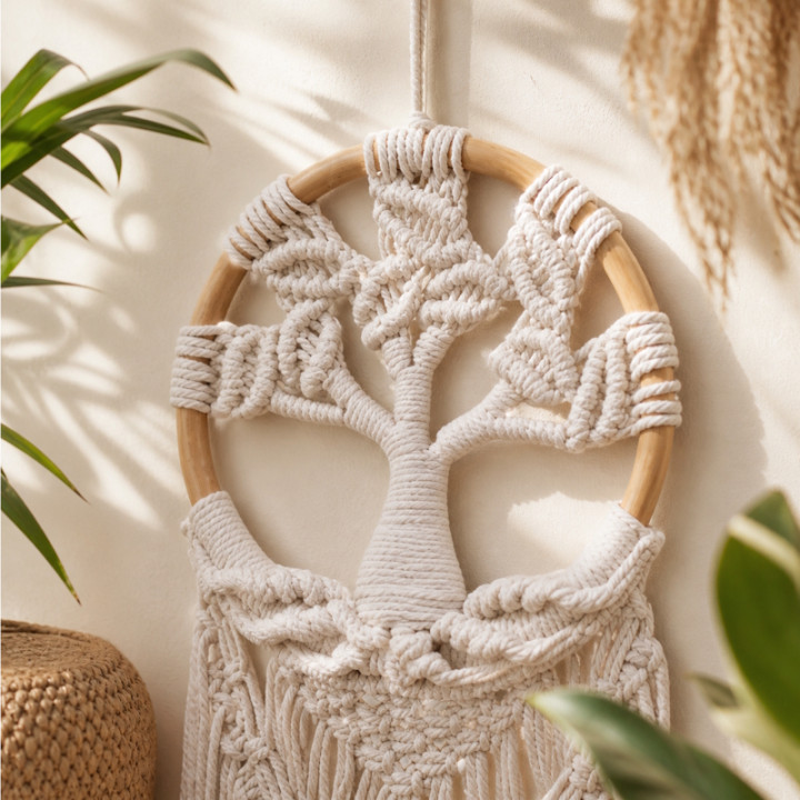 Acchiappasogni Bellino albero della vita macramè in rattan