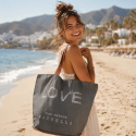 Sac de plage femme en canevas vintage Casa Natura inscription LOVE