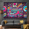 Tenture I Love 80s déco murale rétro disco