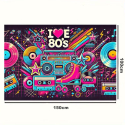 Buntes I Love 80s Wandtuch Retro Disco Deko - I love 80s