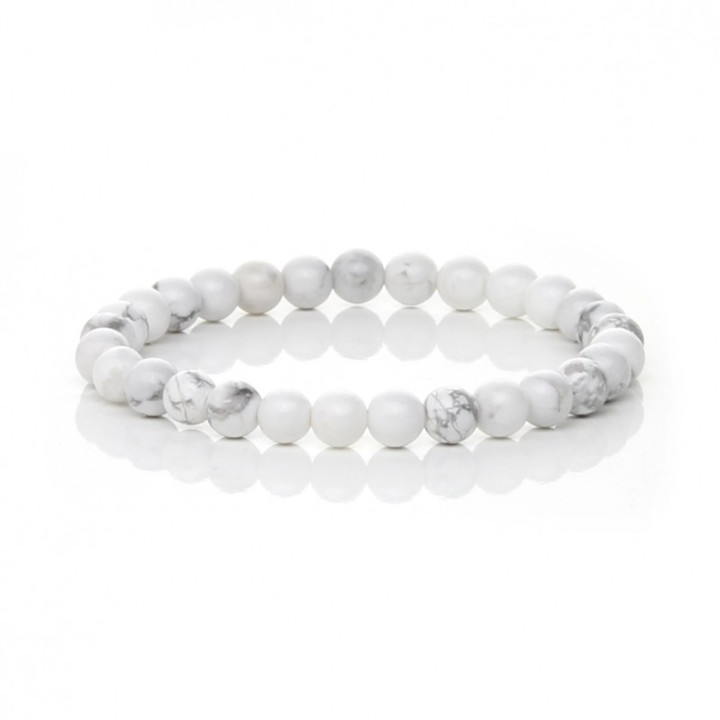 Bracelet en howlite blanche avec perles de 8 mm