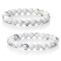 White howlite bracelet with 8 mm natural stone beads