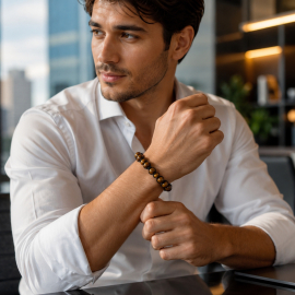 Maskulines Tigerauge-Makramee-Armband für Herren und Jungen