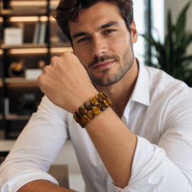 Stylisches Herren-Tigerauge-Armband mit ovalen Perlen