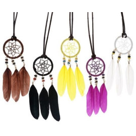 Produktbild: Gelber Traumfänger Anhänger Yela mit Leder Halskette - Schmuck Gelber Traumfänger Anhänger Yela mit Leder Halskette - Schmuck  - 3