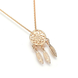 Produktbild: Pendentif attrape-rêves doré Elea avec un collier fin Bijoux attrape-rêves dorés Luna avec collier fin, bijoux fantaisie - 1