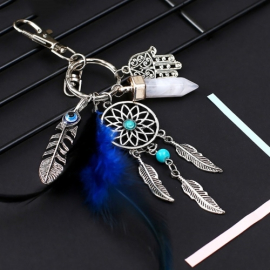 Produktbild: Porte-clés attrape-rêves argenté Riano avec pierre turquoise Porte-clés attrape-rêves argenté, amulette Riano avec pierre turquoise - 1