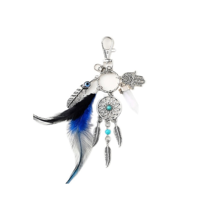 Silver colored dream catcher keychain amulet Riano with turquoise stone - 2