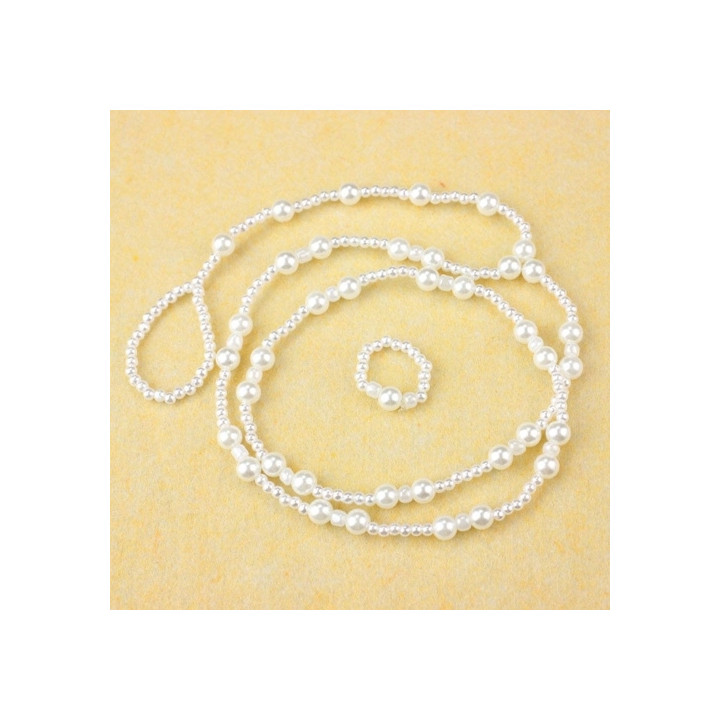 Bracelet de cheville Antonella blanc et anneau de pied - bijoux fantaisie - 2