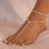 Set of 2 white anklets Antonella with foot rings