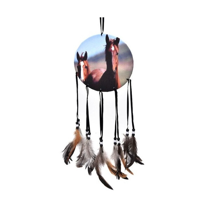 Medium Black Dreamcatcher Beauty with Horses Image - 2