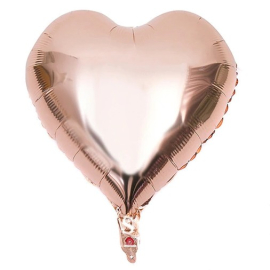 set of 5 rose gold heart balloons