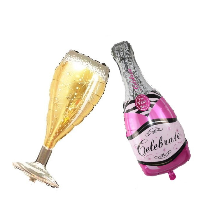 Giant Champagne Bottle with Glass as Foil Balloon - 2